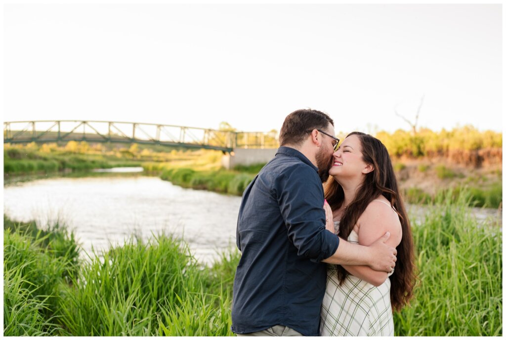 Dustin & Kristyn - Wascana Trails Engagement - 06 - Groom traces the brides face with his nose