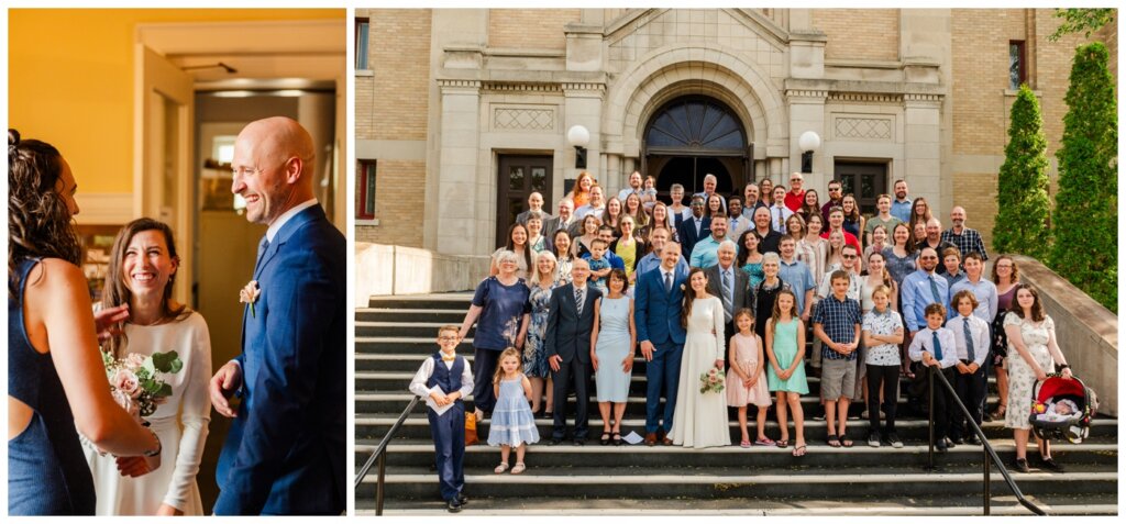 Remi & Celine - Regina Wedding - Holy Rosary Cathedral - 08- Large family photo on the steps