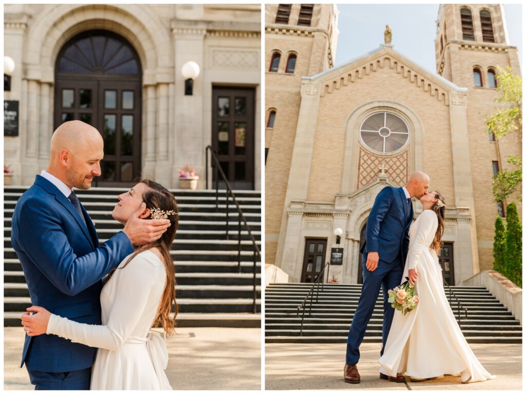 Remi & Celine - Regina Wedding - Holy Rosary Cathedral - 09- Bride & Groom in front of the church