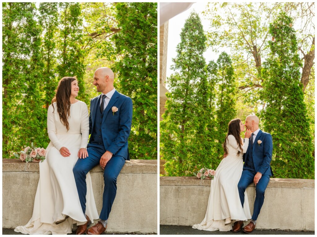 Remi & Celine - Regina Wedding - Holy Rosary Cathedral - 11- Bride pulls groom in for a kiss