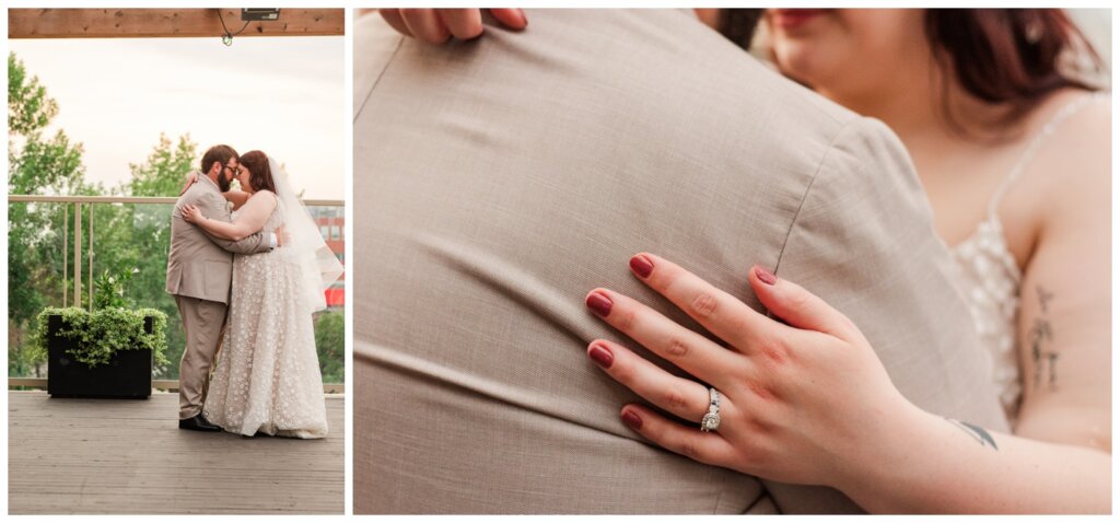 Darren & Amber - Regina Wedding - Summer Wedding 2024 - 29 - The Atlas Hotel - Bride & Groom pause at sunset