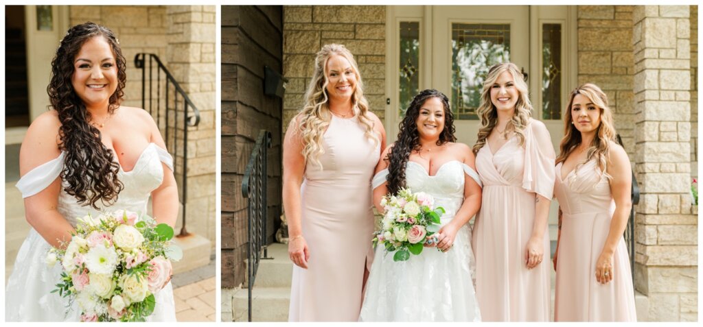 Dustin & Kristyn - Regina Wedding - 07 - Bride with bridesmaids in blush pink