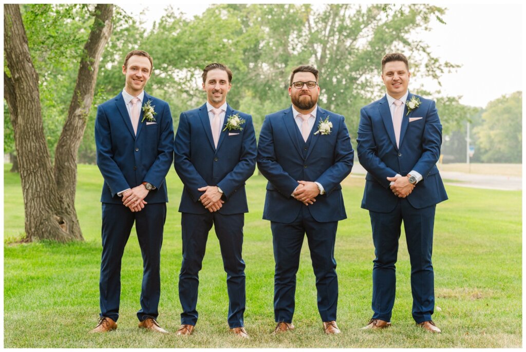 Dustin & Kristyn - Regina Wedding - 16 - University of Regina - Groomsmen in royal blue suits