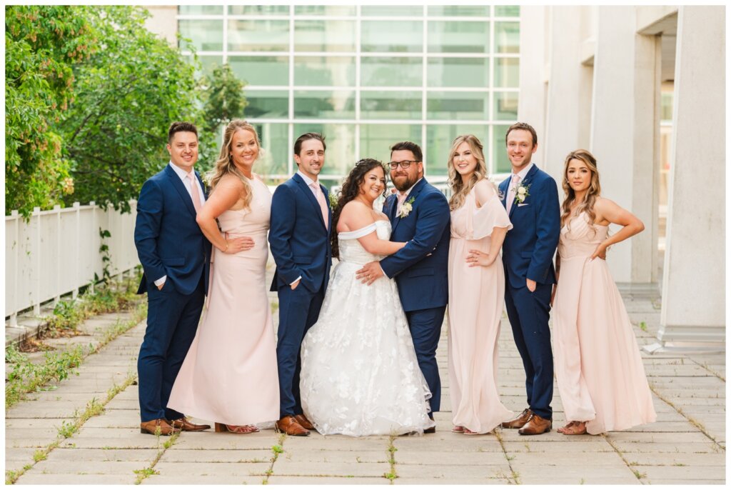 Dustin & Kristyn - Regina Wedding - 17 - University of Regina - Wedding party in royal blue and blush