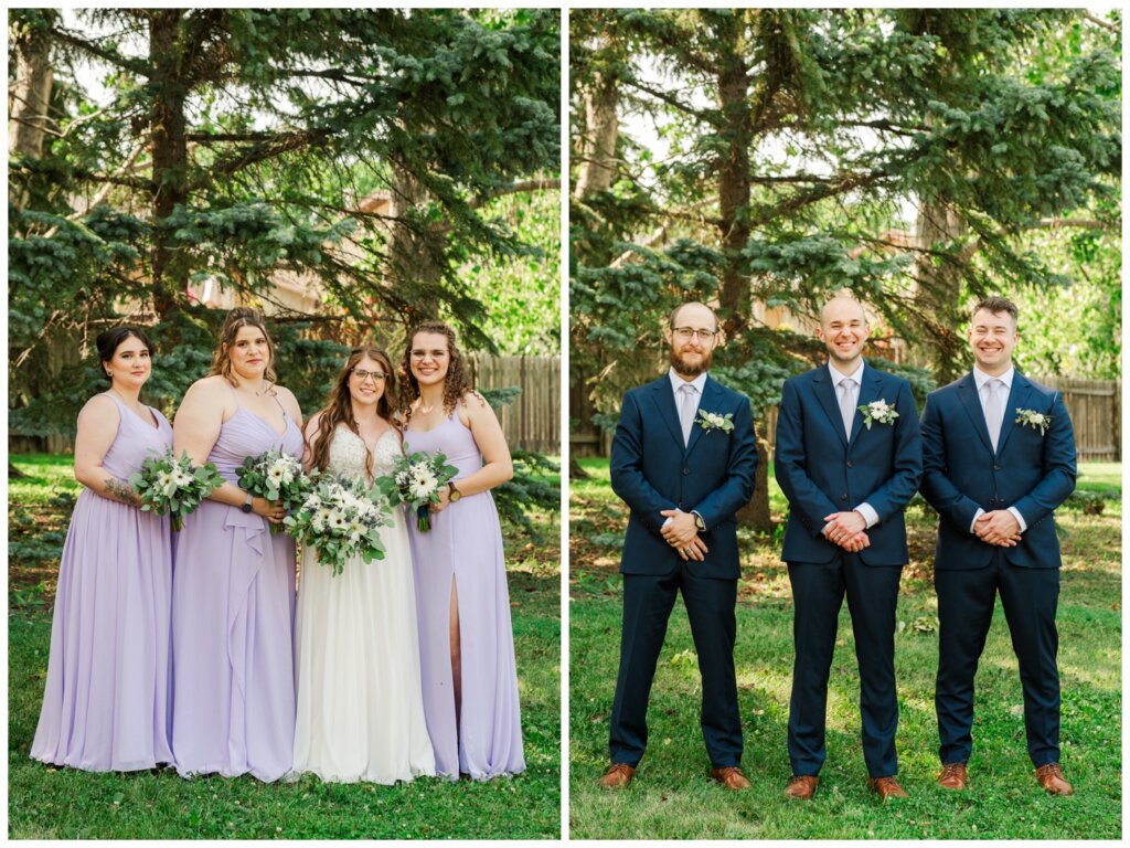 Evan & Melissa - Regina Wedding - Howell Park - 19 - Bridal party in lavender dresses and blue suits