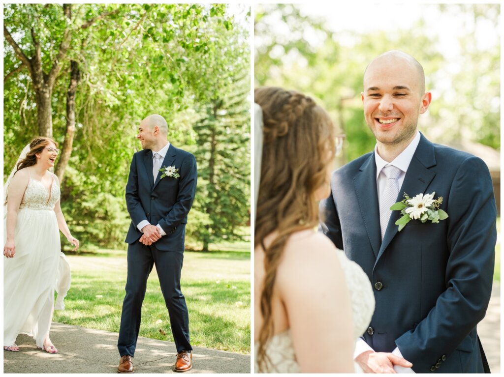 Evan & Melissa - Regina Wedding - Parkridge Park - 09 - Groom sees his bride for the first time