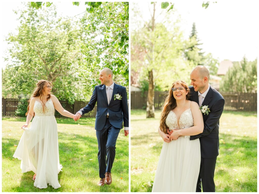 Evan & Melissa - Regina Wedding - Parkridge Park - 15 - Groom makes his bride laugh