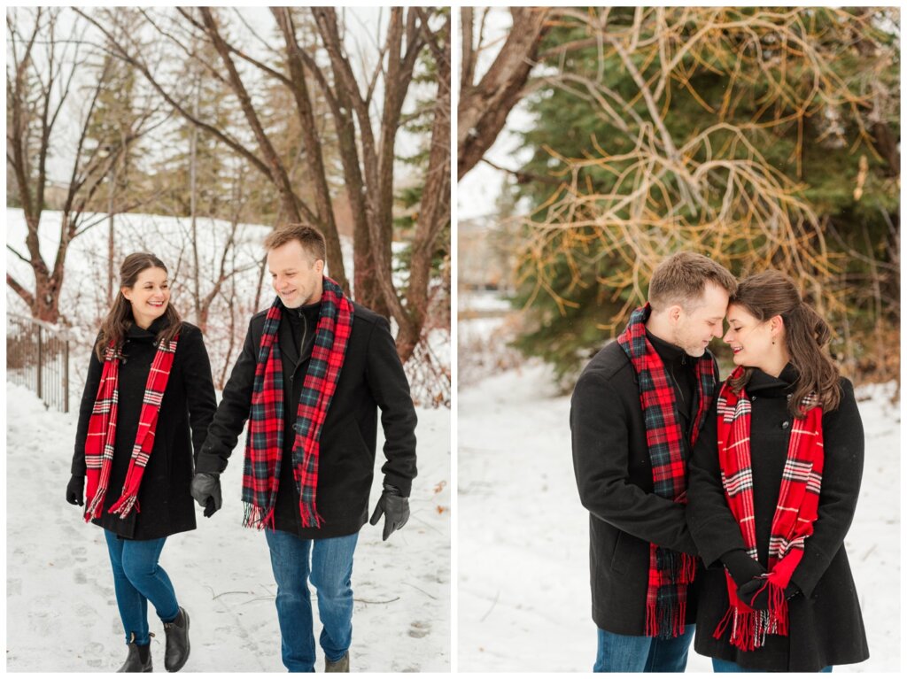 Bill & Lindsay - Winter Family Session - Regina Family Photography - 01 - Couple walks through the snow