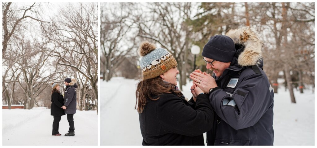 Sheldon & Amy - Regina Winter Photography - Wascana Park - 01 - Husband warms his wifes hands