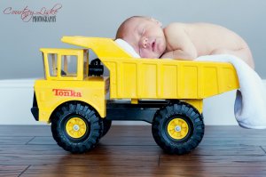 Regina Newborn Photographer - Newborn in Tonka Truck