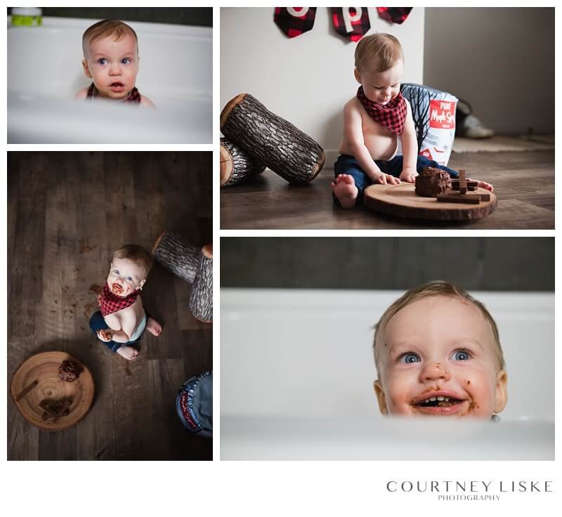 Cooper is One - Courtney Liske Photography - Regina Family Photographer - Lumberjack Cake Smash