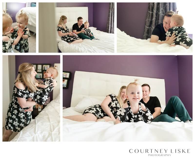 Hlushko Family - Courtney Liske Photography - Regina Family Photographer - In home session - Bed