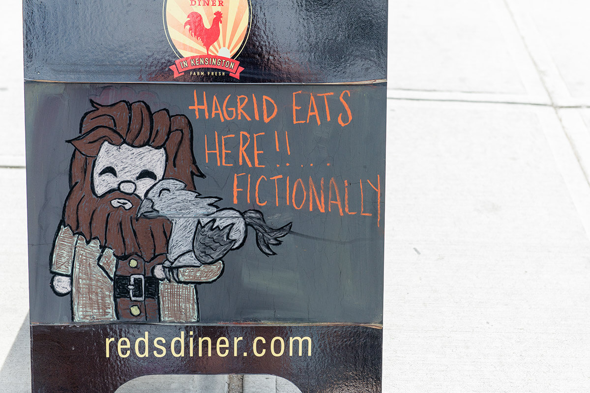 Hagrid eats at Reds Diner Kensington fictionally