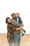 Fall family session with orange and plaid palette