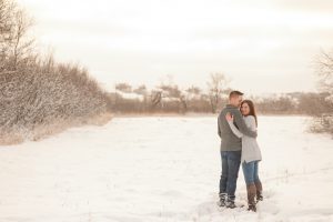 Couple at their engagement session in Lumsden Valley with Courtney Liske Photography
