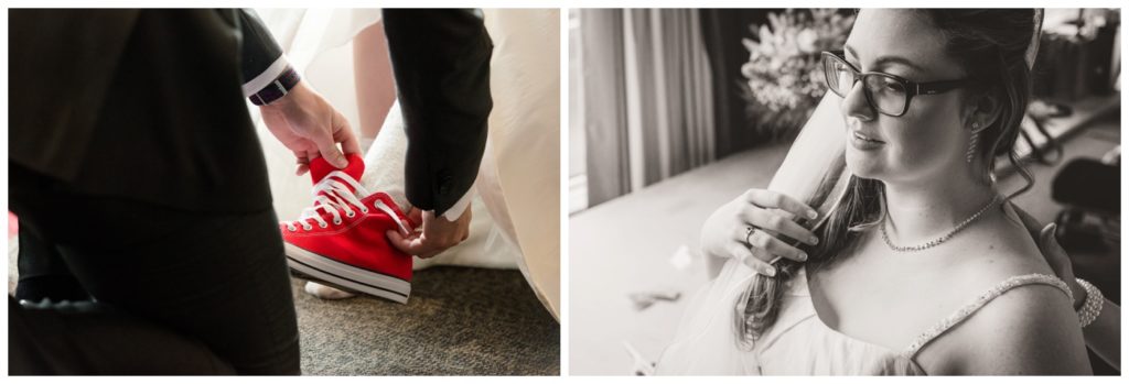 Regina Wedding Photographer - Tori - Bride Preparation - Chuck Taylor sneakers