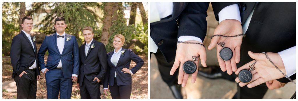 Regina Wedding Photographers - Groomsmen - Luke - Black Engraved Pocket Watches
