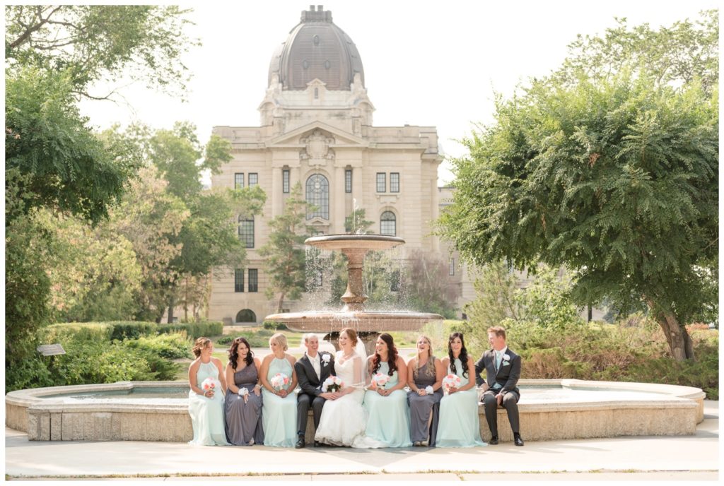 Regina Wedding Photographer - Gord-Mackenzie - Bridal Party - Trafalgar Fountain