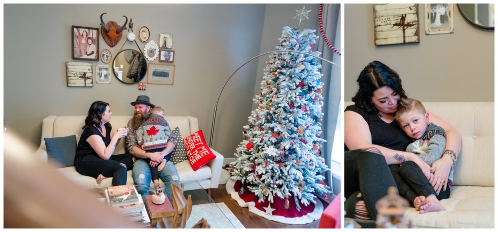 Regina Family Photographer - Keen Family - Dionne-Timothy-Shepherd - In home Family Session - Christmas Tree