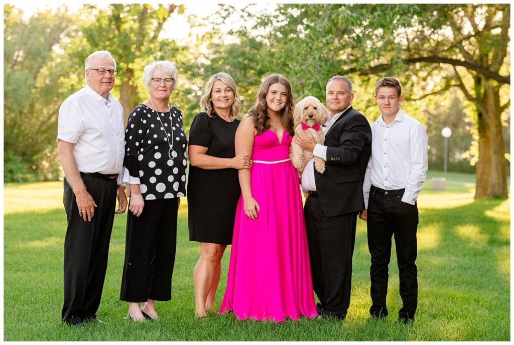 Regina Family Photographer - Georgia Graduation 2020 - Summer Graduation Session - Family photo with grandparents and family dog