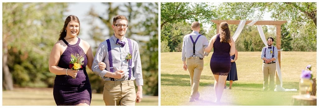 Regina Wedding Photographer - Ryan - Aeliesha - Bridal Party walking down the aisle - AE Wilson Park