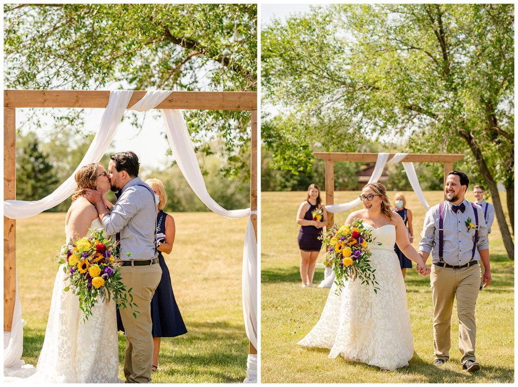 Regina Wedding Photographers - Ryan - Aeliesha - First kiss as husband and wife - AE Wilson Park