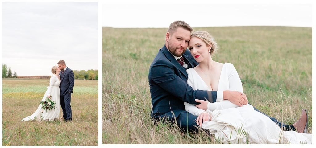 Regina Wedding Photographers - Tyrel - Allison - Bride & Groom in a field