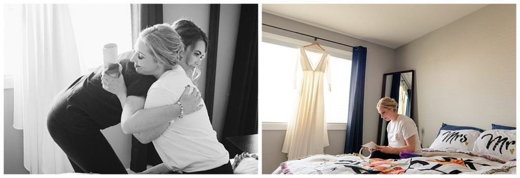 Regina Wedding Photographers - Tyrel - Allison - Bride reading her vows with her dress in the window