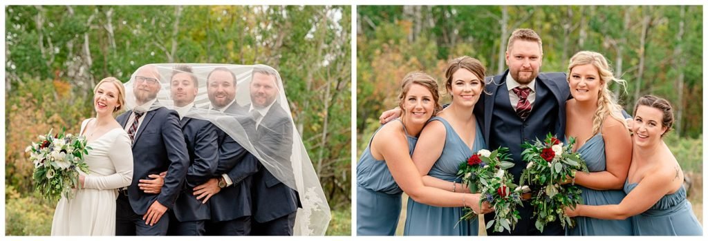 Regina Wedding Photographers - Tyrel - Allison - Bride with groomsmen under veil