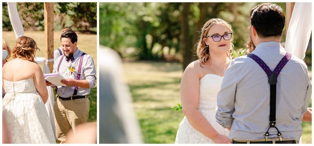 Regina Wedding Photography - Ryan - Aeliesha - Bride & groom exchange vows in AE Wilson Park