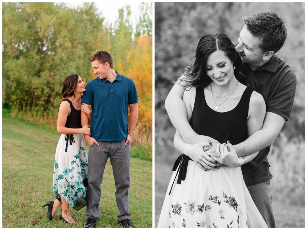 Regina Engagement Photography - Taylor & Jolene - 003 - White City Engagement Session - Couple cuddling and laughing