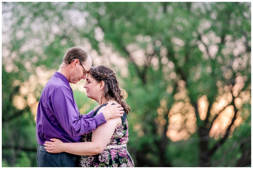 Sheldon & Amy - Engagement Session - 011 - Close up of couple praying at sunset