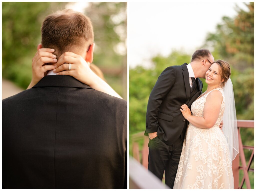 Colter & Jillyan - Encore Wedding Session - 01 - Bride & Groom on bride at AE Wilson Park Island