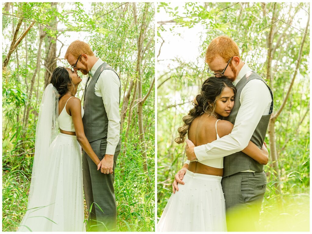 Stephen & Sarah Wedding - 12 - Stepehen & Sarah cuddling and kissing in Wascana trees