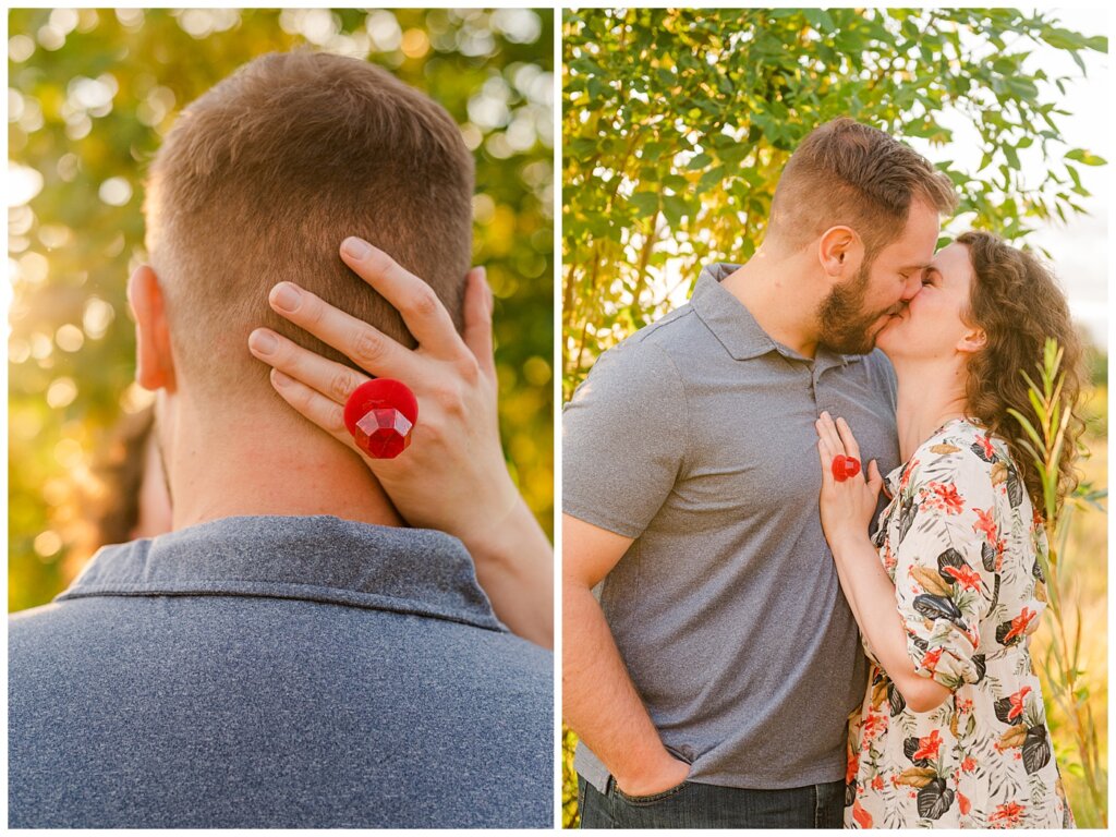 Mitch & Val - Engagement Session in Wascana Habitat Conservation Area - 07 - Ring Pop on Engaged Hand