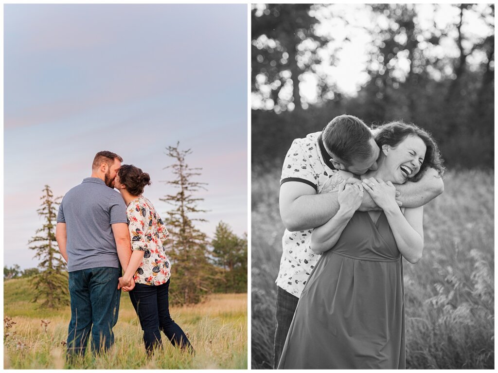 Mitch & Val - Engagement Session in Wascana Habitat Conservation Area - 12 - Couple kissing and laughing