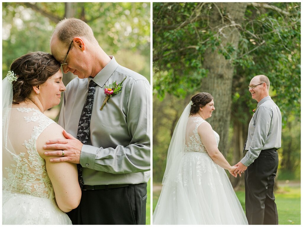 Sheldon & Amy - Besant Campground Wedding - 17 - Bride & Groom share a laugh