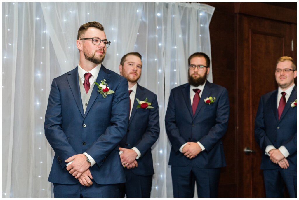 Andrew & Lacey - 12 - Sandman Hotel Ceremony - Groom waiting for bride