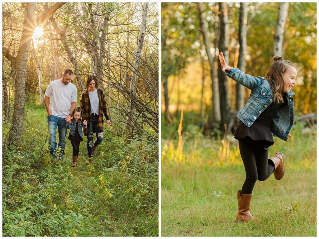 Kim & Lisa Korchinski - White Butte Trails - Family Photo Session 2021 - 06 - Family walking in the woods