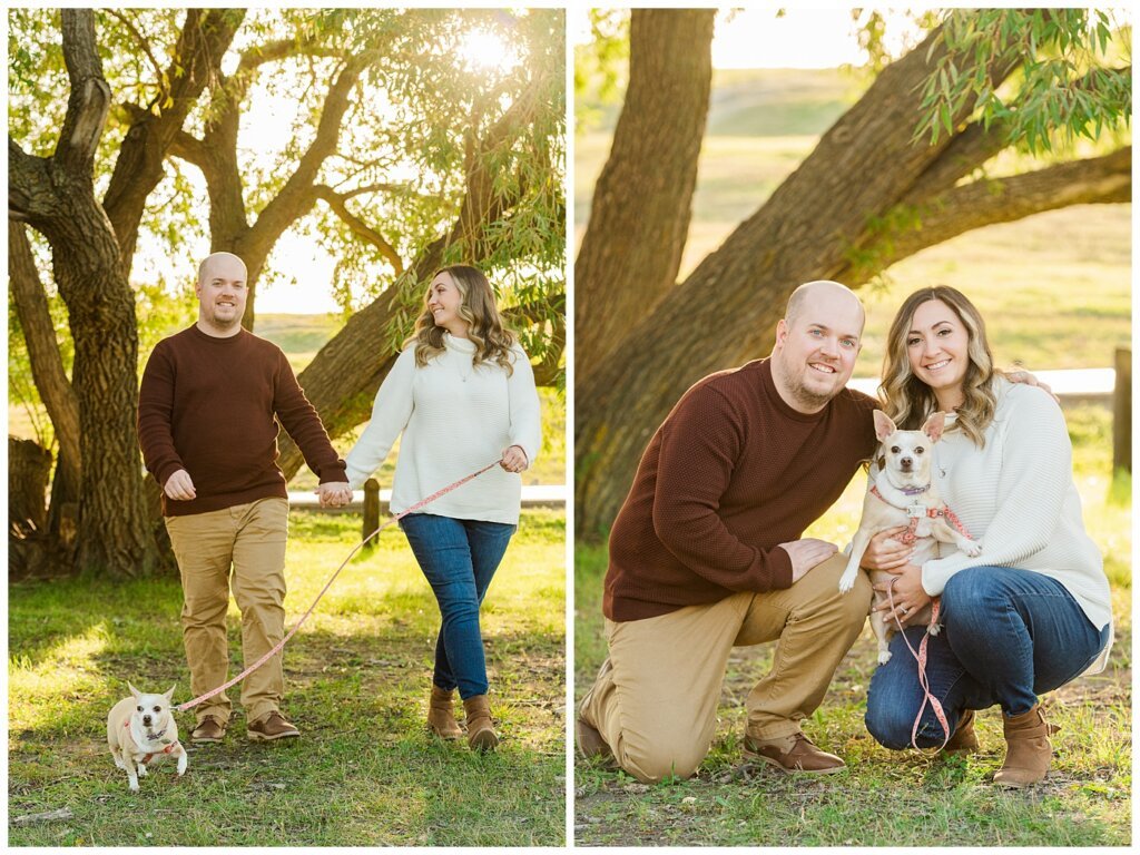 Trevor & Kim - Regina Engagement Session - Wascana Centre Habitat Conservation Area - 01 - Couple with chihuahua