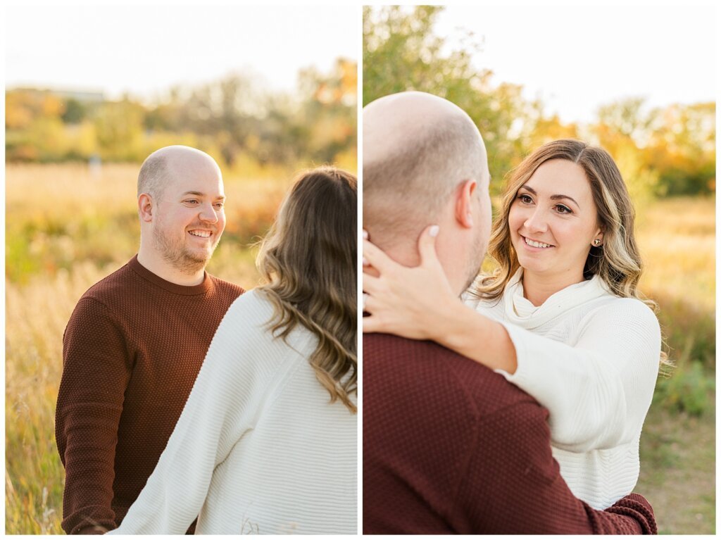 Trevor & Kim - Regina Engagement Session - Wascana Centre Habitat Conservation Area - 09 - Close of of individuals looking at each other