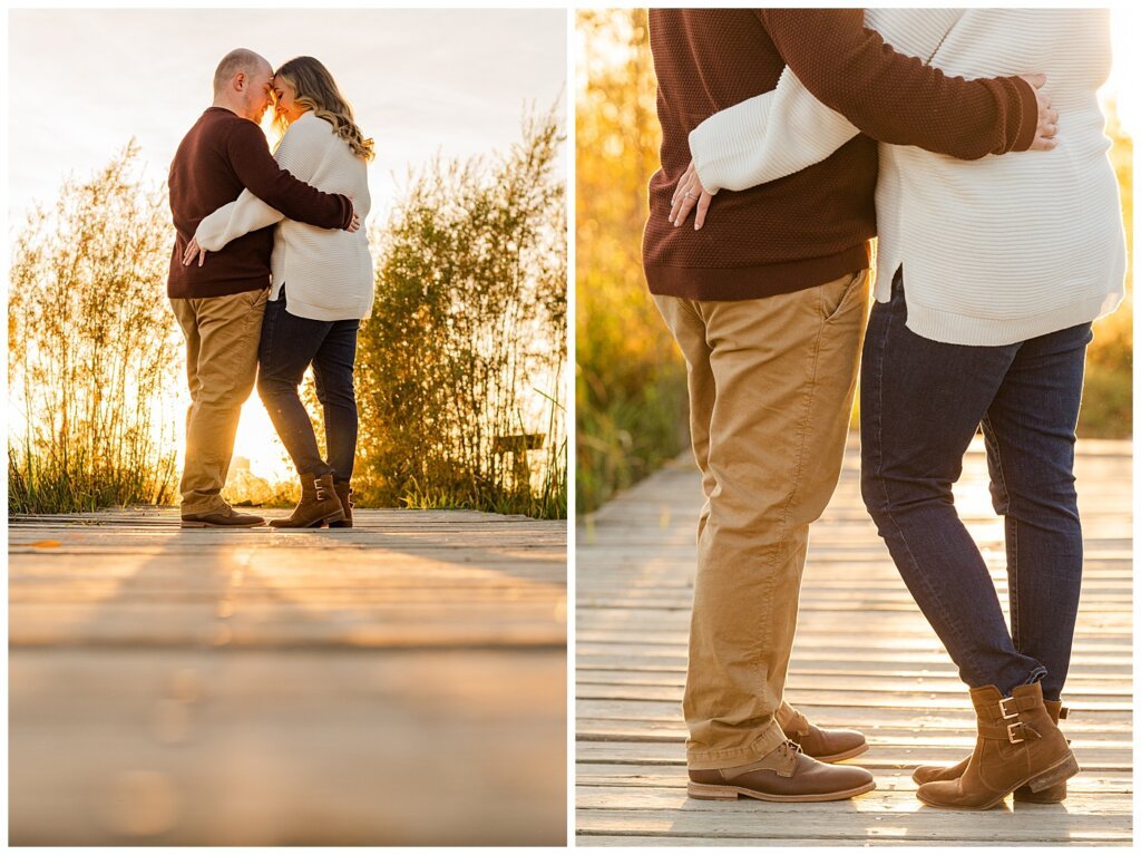 Trevor & Kim - Regina Engagement Session - Wascana Centre Habitat Conservation Area - 11 - Couple on dock in habitat