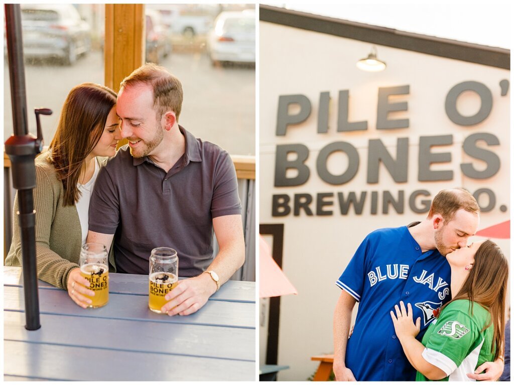 Andrew & Alisha - Engagement Session - 02 - Pile O'bones - Couple sitting with pints of beer