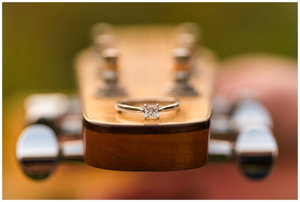 Andrew & Alisha - Engagement Session - 06 - Engagement ring on seagull acoustic guitar