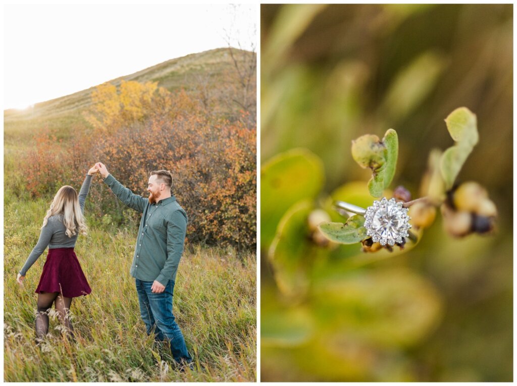 Jared & Jenna - Wascana Trails - 06 - Close up of engagement ring from Victoria jewellers