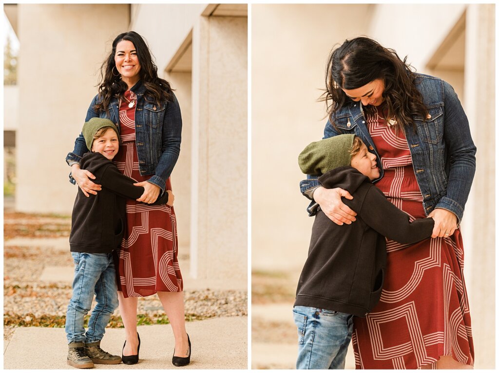 Regina Family Photographers - Keen Family - 2021 - TC Douglas Building - 12 - Mom with oldest son