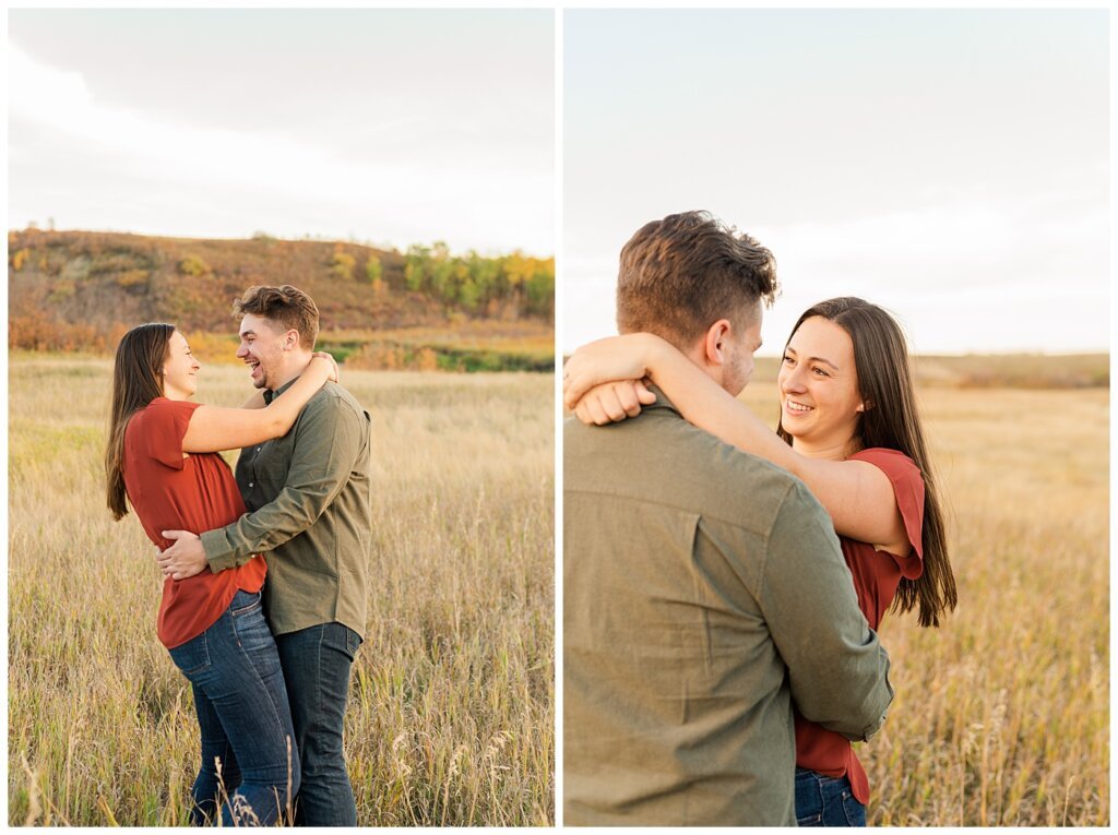 Tris & Jana - Engagement Session - Wascana Trails - 02 - Couple smiling and laughing together