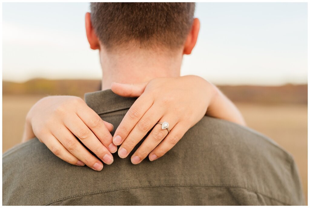 Tris & Jana - Engagement Session - Wascana Trails - 06 - Engagement ring behind Tris's neck