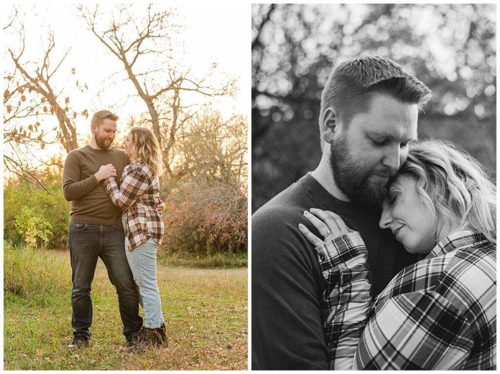 Tyrel & Allison - Regina Anniversary Session - Douglas Park Hill - 07 - Husband and Wife anniversary session cuddling and laughing