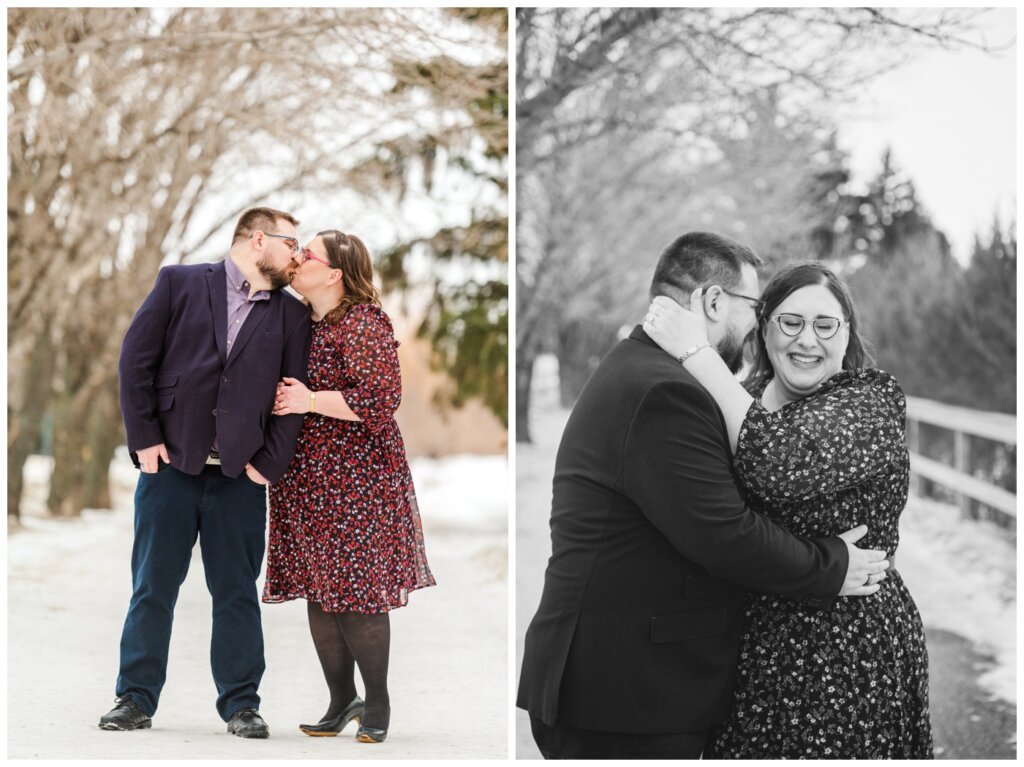 An engaged couple's kiss at the Saskatchewan Science Centre.